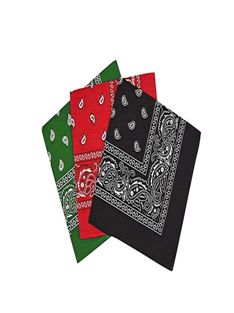 

Aadikart Unisex Pack Of 3 Black & Red Paisley Printed Bandanas