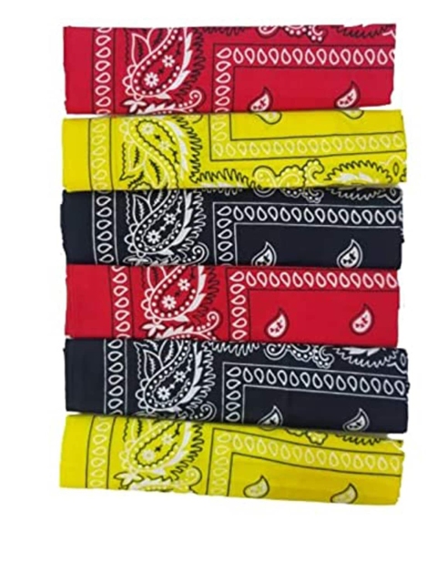 

Aadikart Unisex Pack Of 6 Yellow & Black Paisley Printed Bandanas
