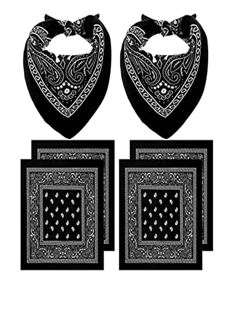 

Aadikart Unisex Pack Of 6 Black & White Paisley Printed Bandanas