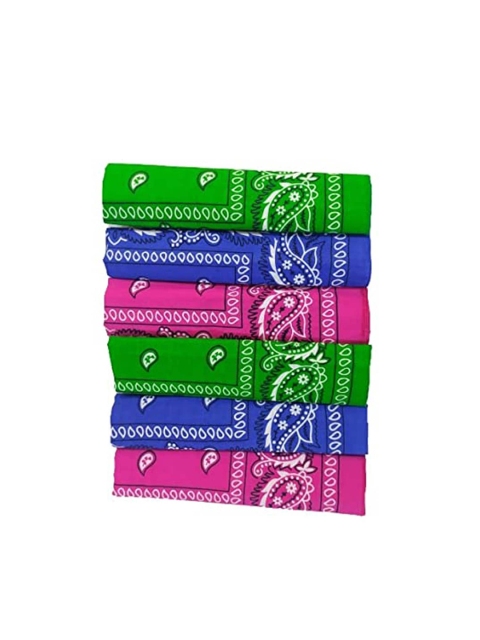 

Aadikart Unisex Pack Of 6 Pink & Blue Paisley Printed Bandanas, Green