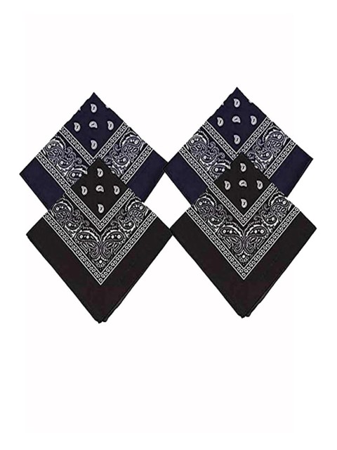 

Aadikart Unisex Pack Of 4 Black & White Paisley Printed Bandanas