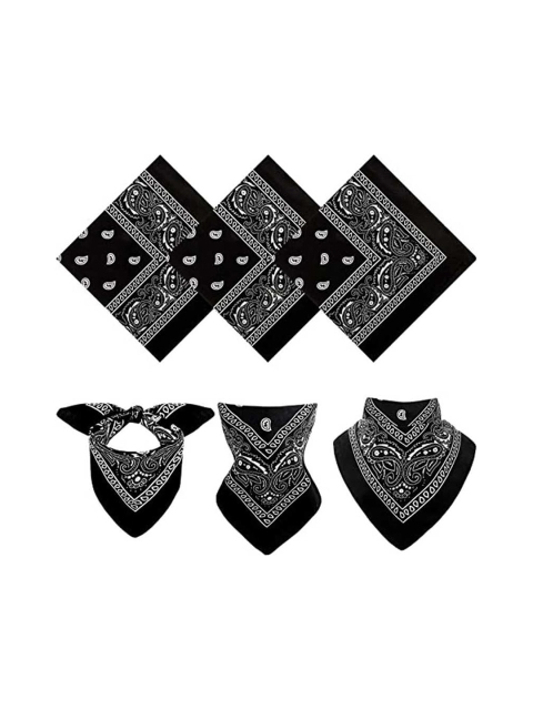 

Aadikart Unisex Set of 3 Black & White Printed Bandana