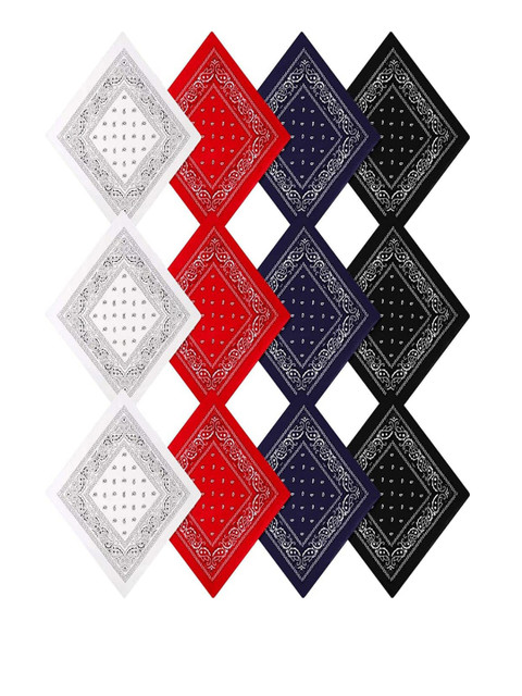 

Aadikart Unisex Pack Of 12 White & Red Paisley Printed Bandanas