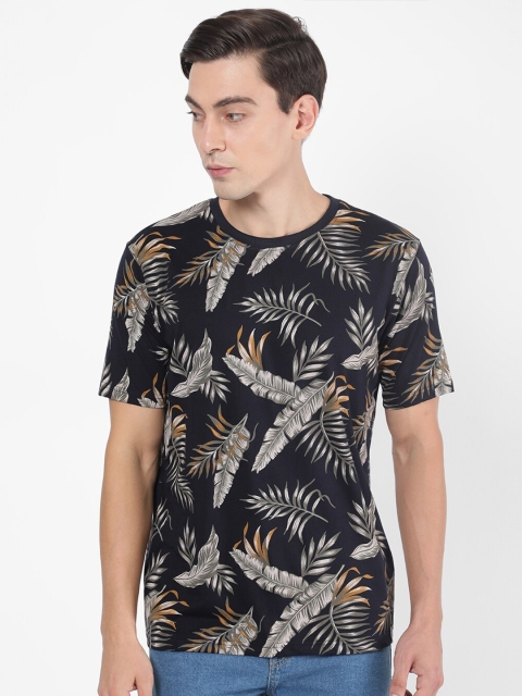 

R&B Men Blue Floral Printed Tropical T-shirt