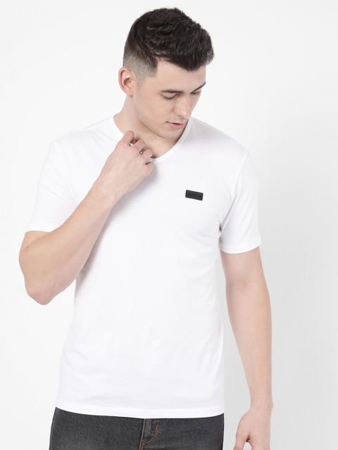 

R&B Men White Solid Cotton T-shirt