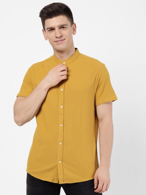 

R&B Men's Yellow Casual Shirt