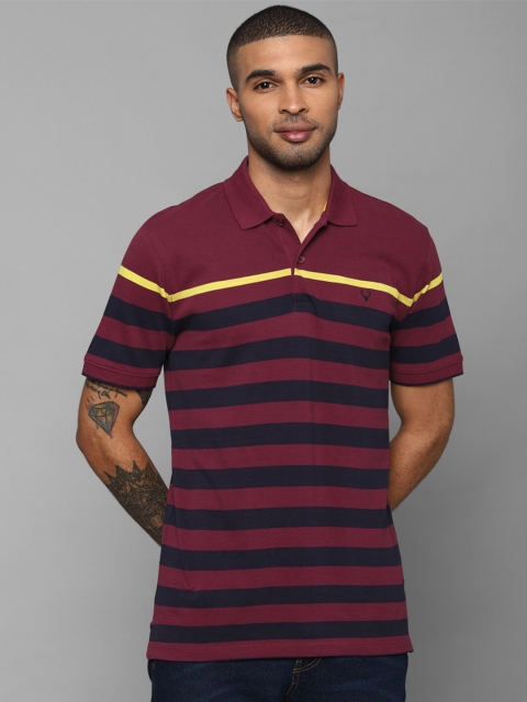 

Allen Solly Men Purple Striped Polo Collar T-shirt
