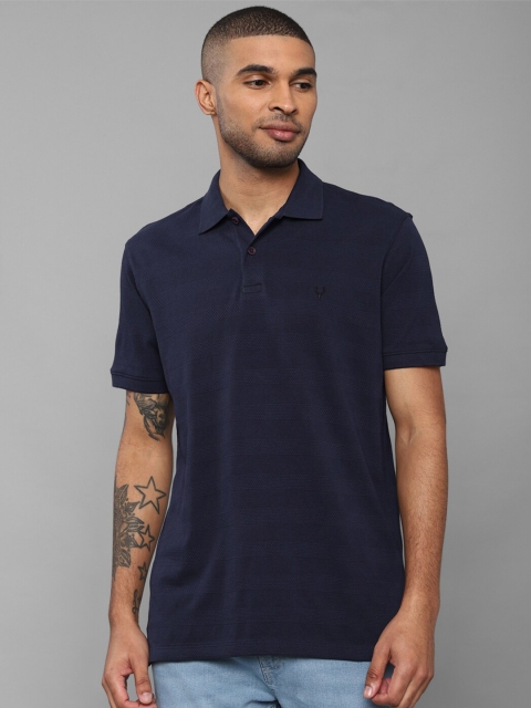 

Allen Solly Men Navy Blue Polo Collar Pure Cotton T-shirt