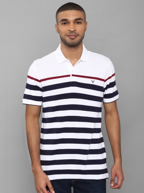 

Allen Solly Men White Striped Polo Collar Cotton T-shirt