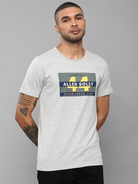 

Allen Solly Men Grey Typography Printed Round-Neck Applique Slim Fit T-shirt