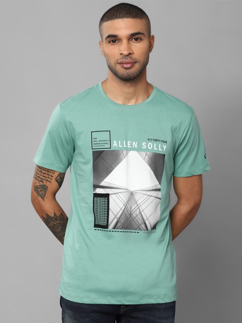 

Allen Solly Men Green Printed Slim Fit Pure Cotton T-shirt