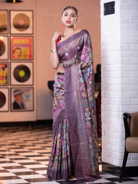 

KARAGIRI Brown Silk Blend Saree