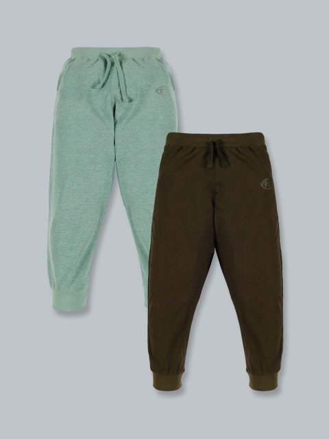 

KiddoPanti Kids Pack of 2 Solid Pure Cotton Joggers, Green