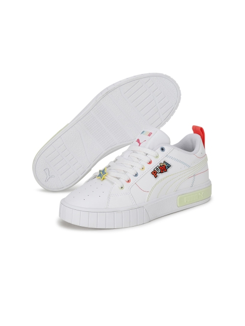 Puma Women White Printed Cali Star Pierced Leather Sneakers