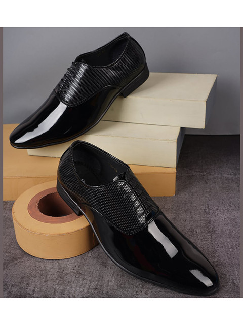 

Style Shoes Men Black Solid Formal Leather Derbys