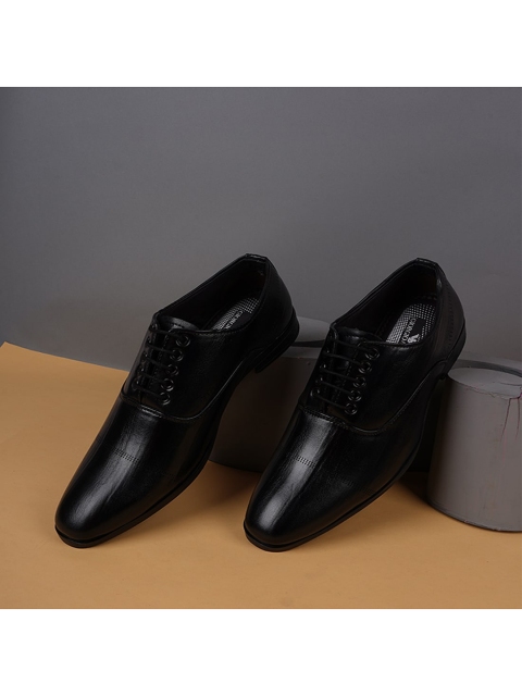 

Style Shoes Men Black Solid Formal Leather Derbys
