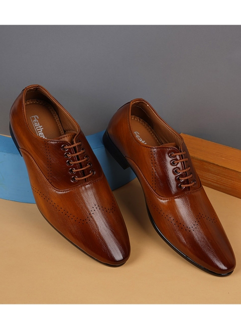 

Style Shoes Men Tan Solid Formal Derby Shoes