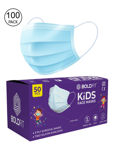 

BOLDFIT Kids Pack Of 1000 Solid 3-Ply Surgical Outdoor Masks, Blue
