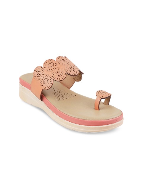 

WALKWAY by Metro Peach-Coloured Embellished Wedge Sandals