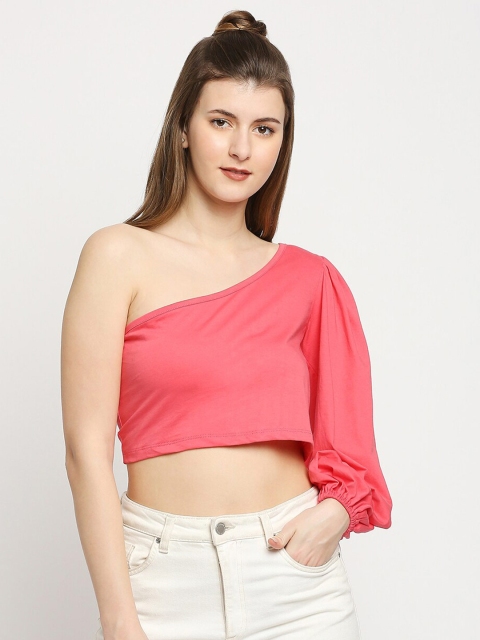 

Autumn Hues Pink One Shoulder Crop Top