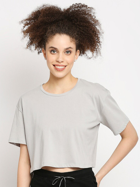 

Autumn Hues Women Grey Boxy Crop Top