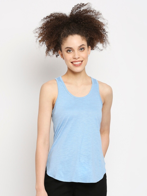 

Autumn Hues Women Blue Tank Top With Racer Back