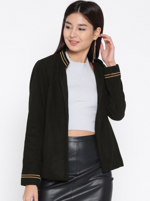 

all about you Women Black Solid Open Front Jacket