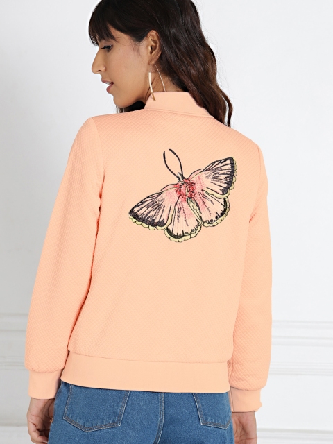 

all about youWomen Peach-Coloured Quilted Butterfly Sweatshirt
