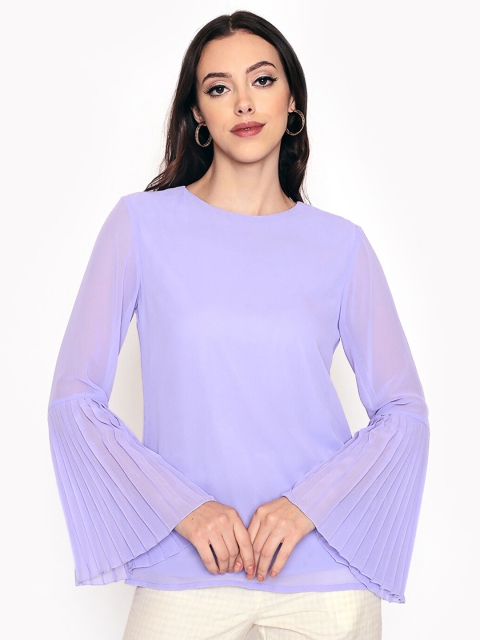 

250 DESIGNS Lavender Solid Sheer Georgette Top