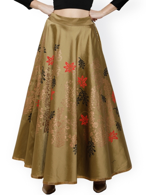 

Ira Soleil Beige Printed Maxi Skirt