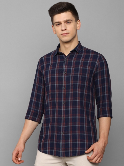 

Allen Solly Men Navy Blue Slim Fit Cotton Tartan Checks Checked Casual Shirt