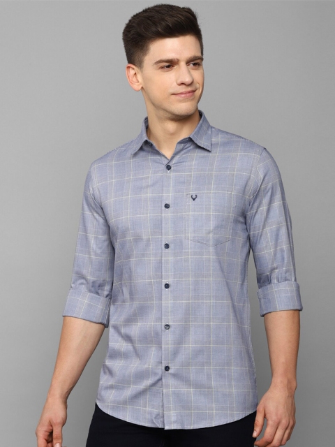 

Allen Solly Men Grey Slim Fit Checked Casual Shirt