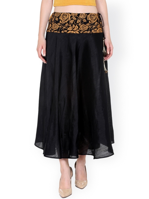 

Ira Soleil Black Printed Maxi Skirts