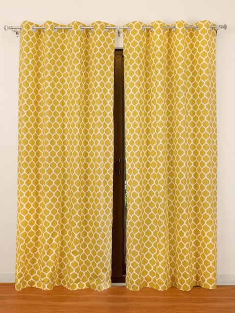 

ROSARA HOME Yellow Printed 2 Door Curtains