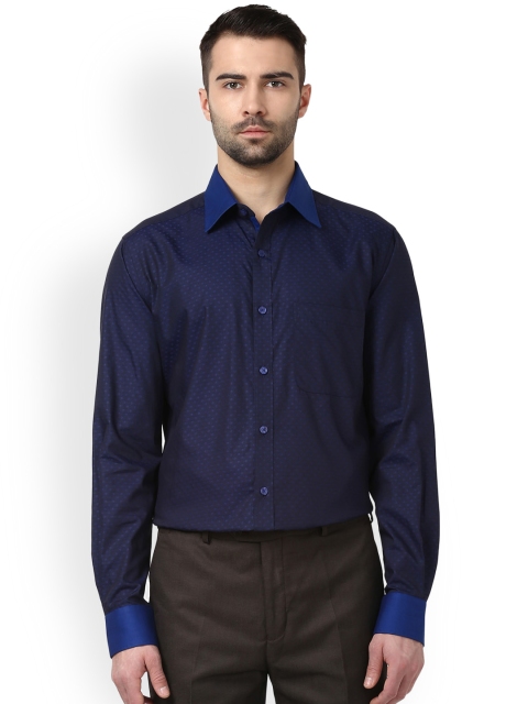 

Raymond Men Blue Slim Fit Self-Design Formal Shirt