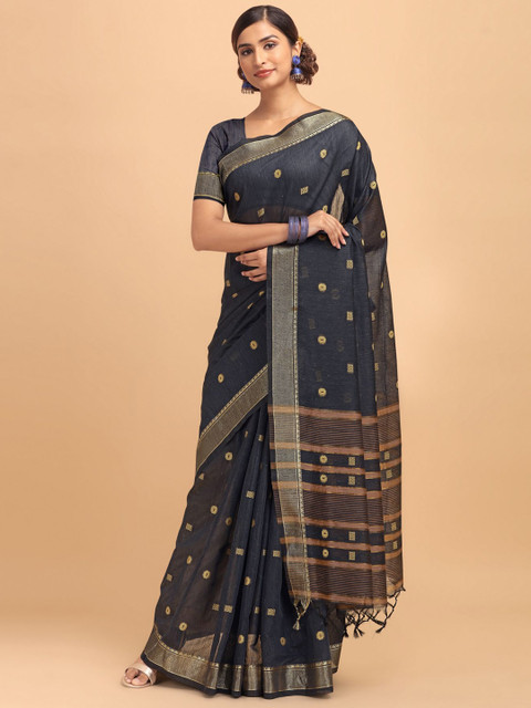 

VISHNU WEAVES Yellow Woven Design Zari Mysore Silk Saree