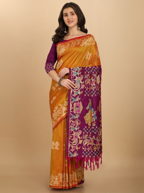 

VISHNU WEAVES Turquoise Blue Ethnic Motifs Zari Silk Blend Banarasi Saree