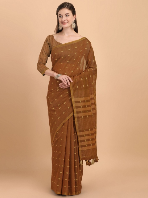 

VISHNU WEAVES Maroon Woven Design Zari Pure Cotton Sambalpuri Saree