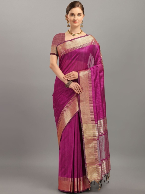 

VISHNU WEAVES Red & Gold-Toned Zari Silk Blend Tussar Saree