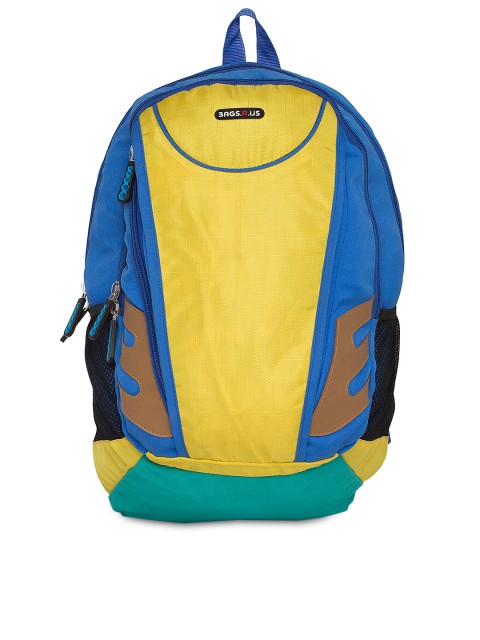 

Bags.R.us Unisex Blue & Yellow Solid Backpack