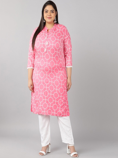 

Pikasha Women's Rayon Bandhani print Straight Kurta And Pant Set, Peach