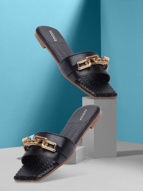 

RINDAS Women Black Embellished Flats
