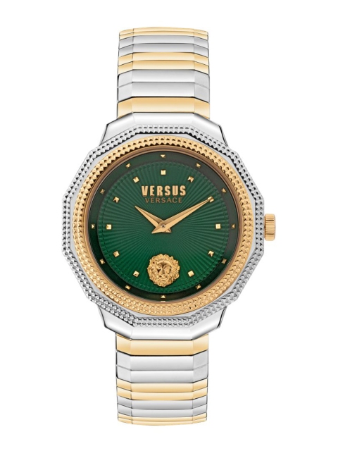 

Versus Women Green Brass Embellished Dial & Gold Toned Stainless Straps Analogue Watch