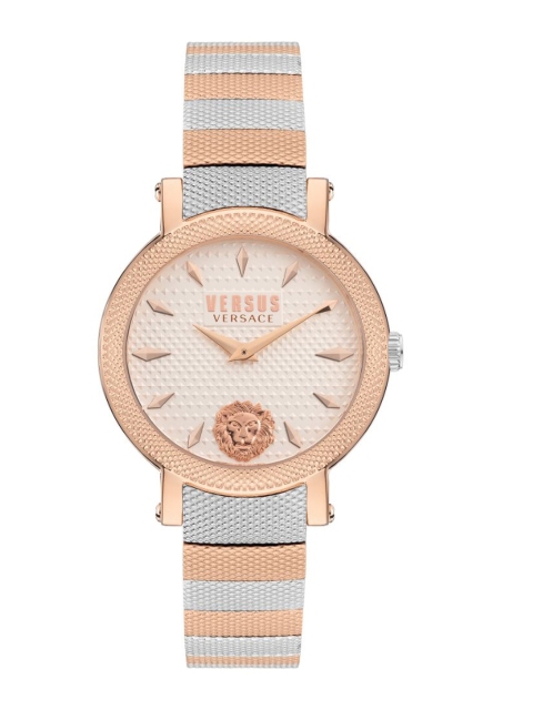 

Versus Women White Brass Dial & Rose Gold Toned Stainless Steel Bracelet Style Straps Analogue Watch