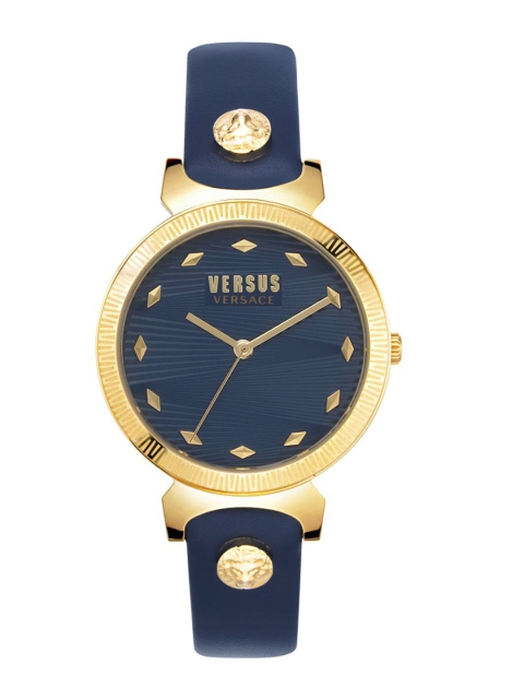 

Versus Women Blue Brass Embellished Dial & Blue Leather Straps Analogue Watch