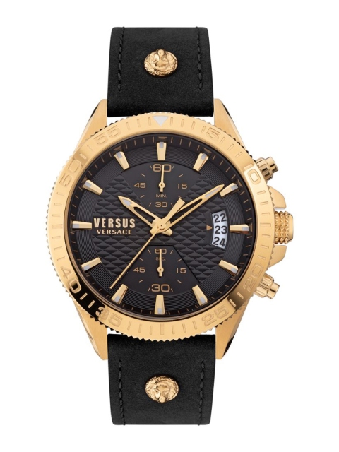 

Versus Men Black Brass Dial & Black Leather Straps Analogue Watch VSPZZ0221