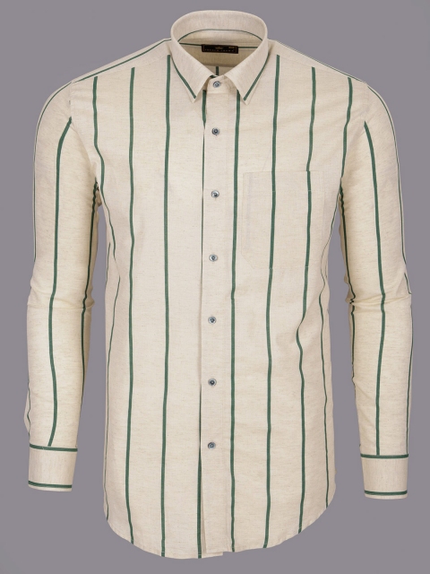 

FRENCH CROWN Men Green Standard Formal Shirt, Off white