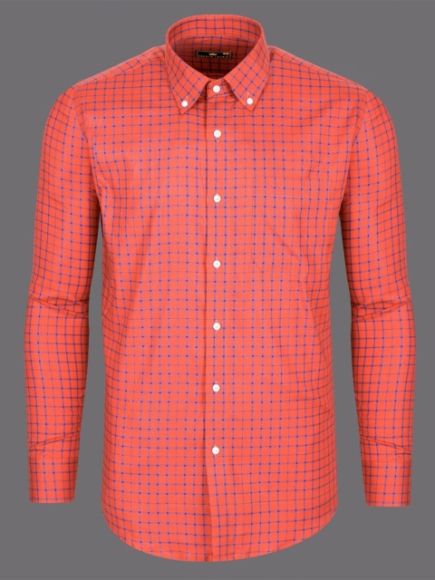 

FRENCH CROWN Men Red Standard Windowpane Checks Checked Formal Shirt