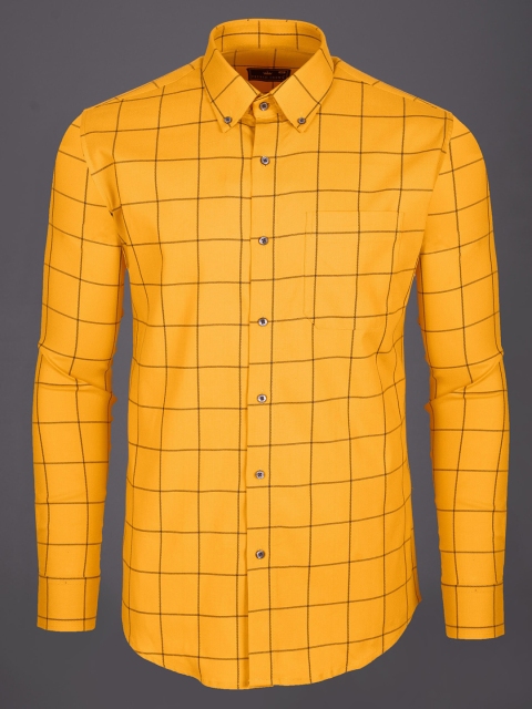 

FRENCH CROWN Men Yellow Standard Printed Formal Shirt
