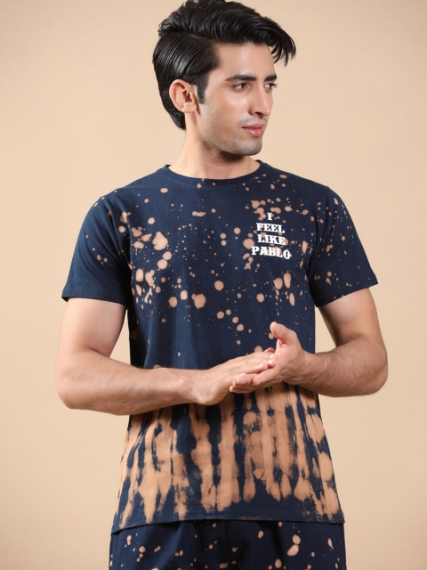 

Tistabene Men Blue & Peach-Coloured Printed T-shirt